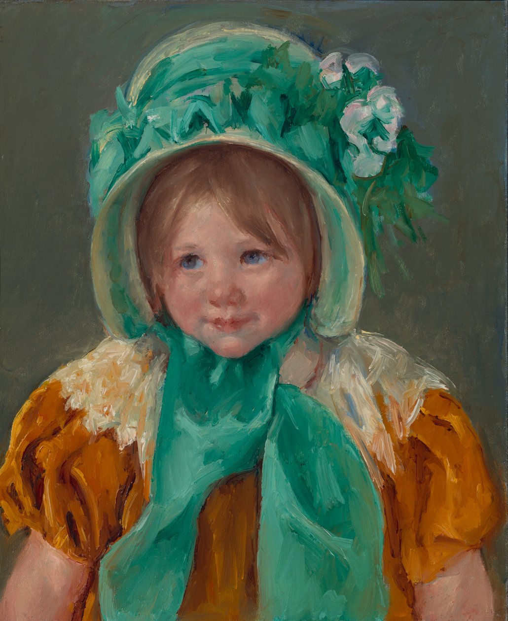 Sara vihreässä konepellissä, n. 1901. tekijältä Mary Cassatt