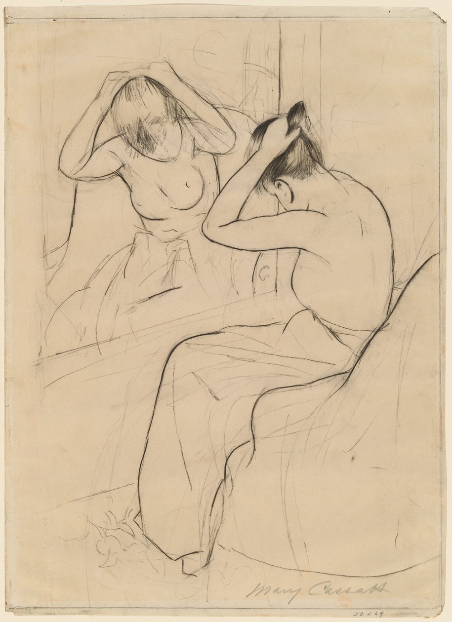 Coiffure, 1891. tekijältä Mary Cassatt