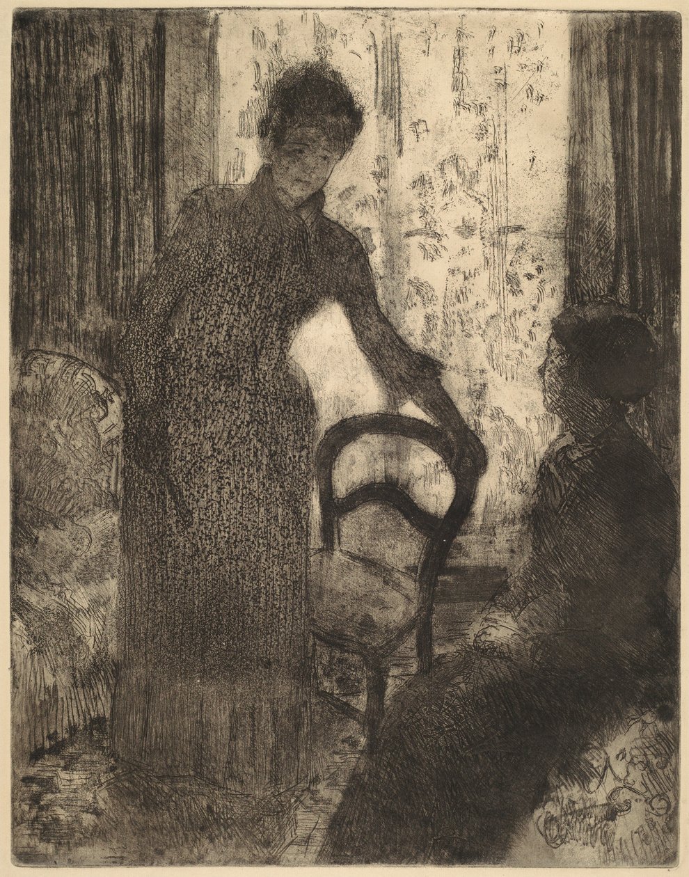Vierailija, c. 1880. tekijältä Mary Cassatt