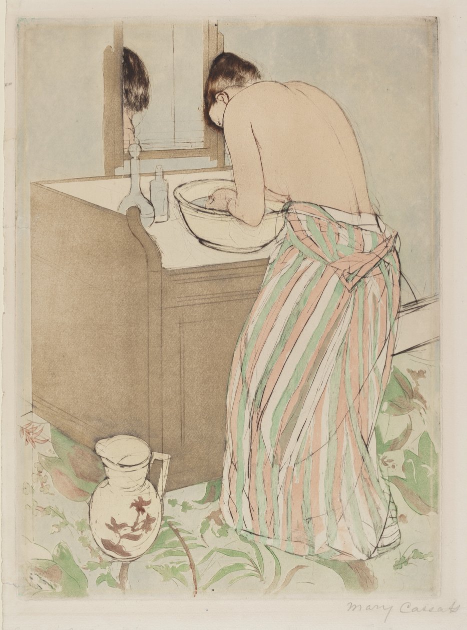 Nainen uimassa tekijältä Mary Cassatt