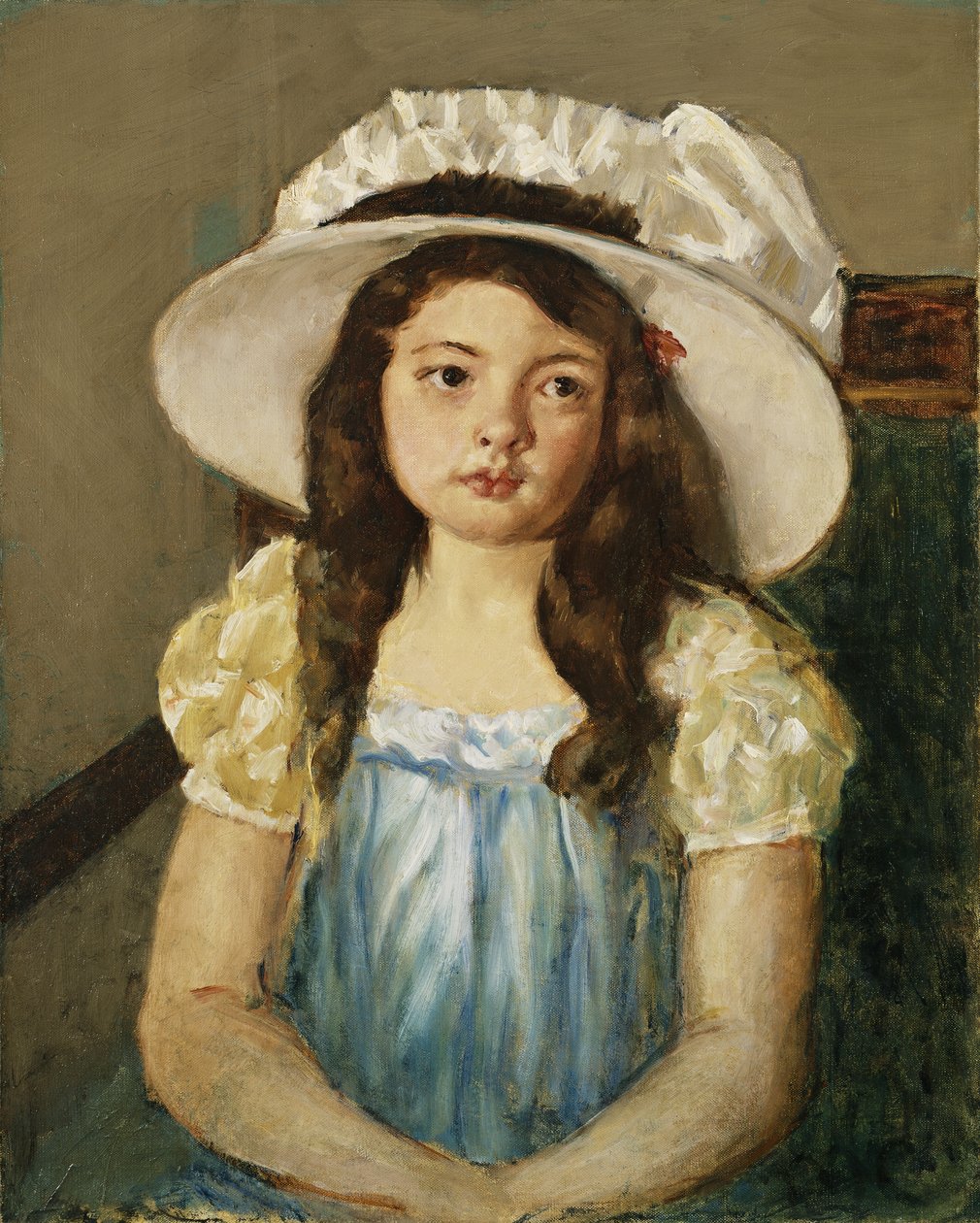 Francoise, jolla on iso valkoinen hattu, tekijältä Mary Cassatt