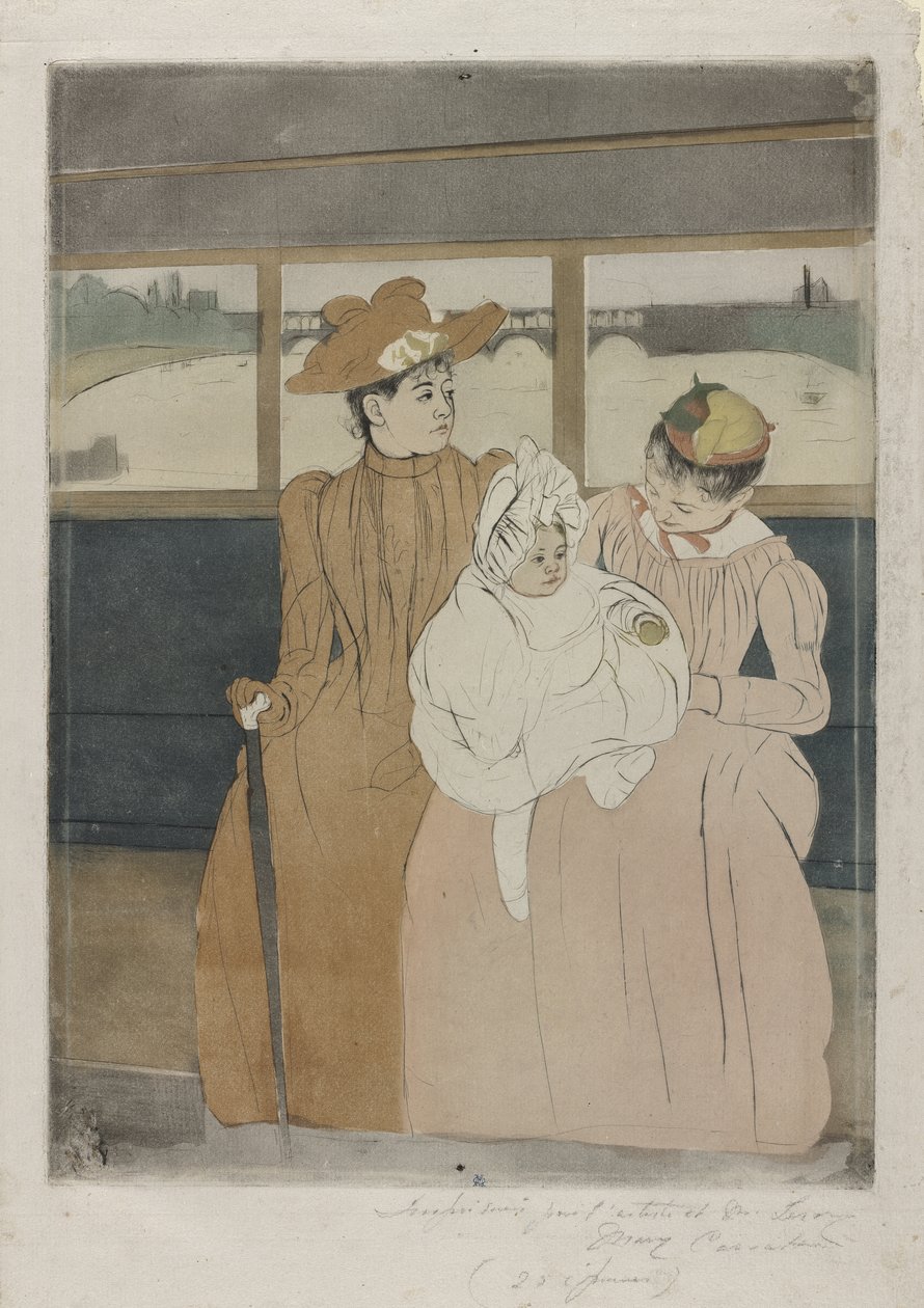 Omnibussissa, 1890-91 tekijältä Mary Cassatt