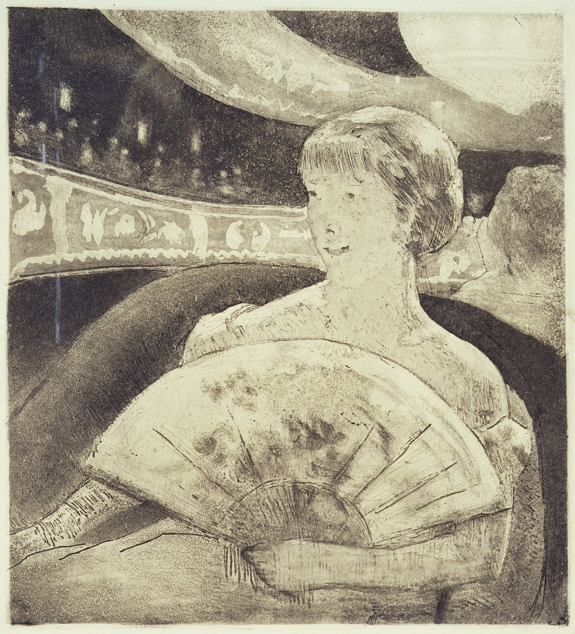Oopperassa (akvatintta-etsaus) tekijältä Mary Stevenson Cassatt
