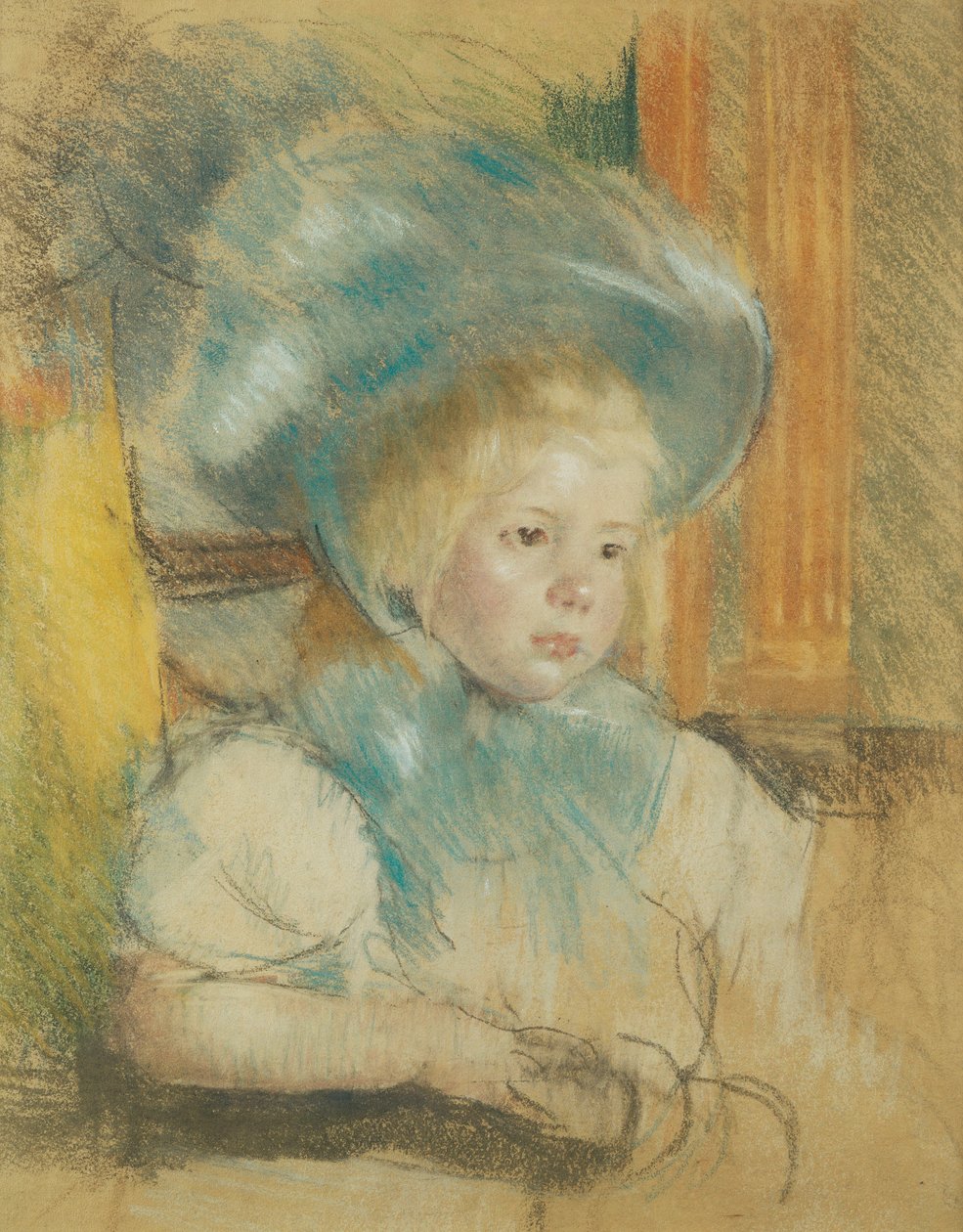 Simone pöyhkeässä hatussa, n. 1903 tekijältä Mary Cassatt
