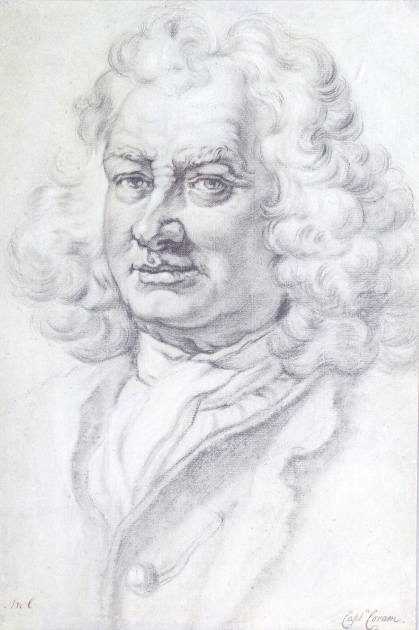 Kapteeni Thomas Coramin muotokuva (n. 1668-1751), 1768 (lyijykynä) tekijältä Mason Chamberlin