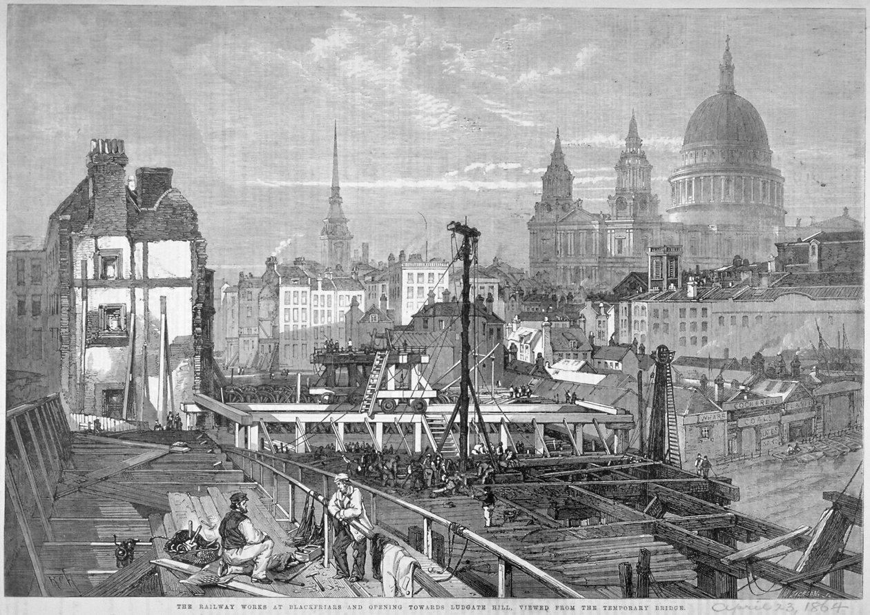 Blackfriars Bridge, Lontoo, 1864 tekijältä Mason Jackson