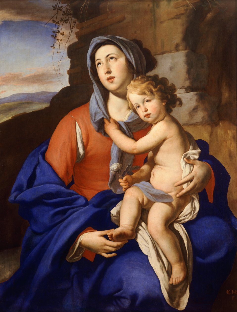 Madonna ja lapsi, kirjoittanut Massimo Stanzione (1585-1656) tekijältä Massimo Stanzione