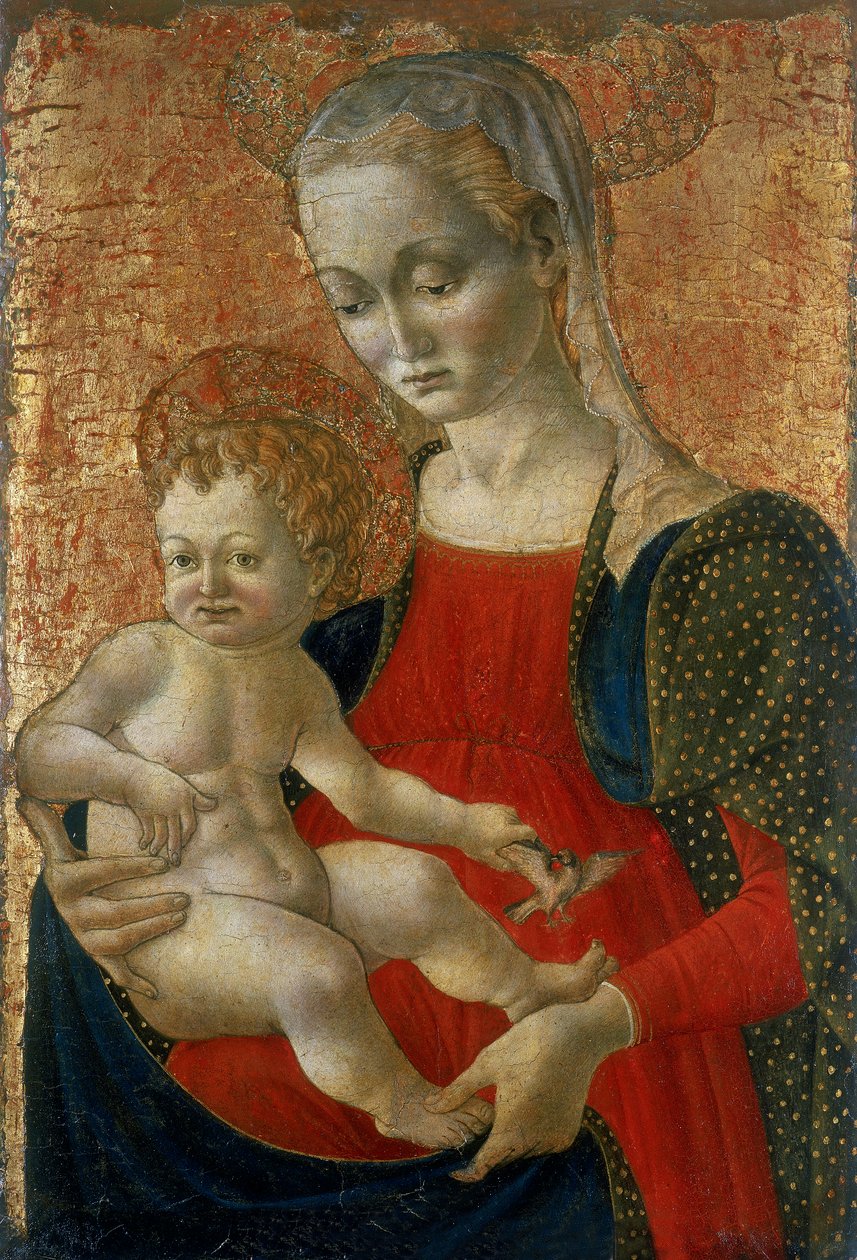 Madonna lapsen kanssa, noin 1440-1460 (tempera puulle). tekijältä Master of Pratovecchio attr.to Master of Pratovecchio attr.to