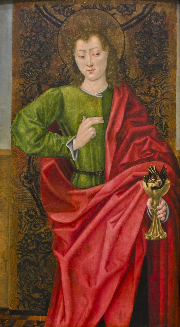 Pyhä Johannes evankelista ja myrkytetty malja, n. 1475 tekijältä Master of Saint Nicholas