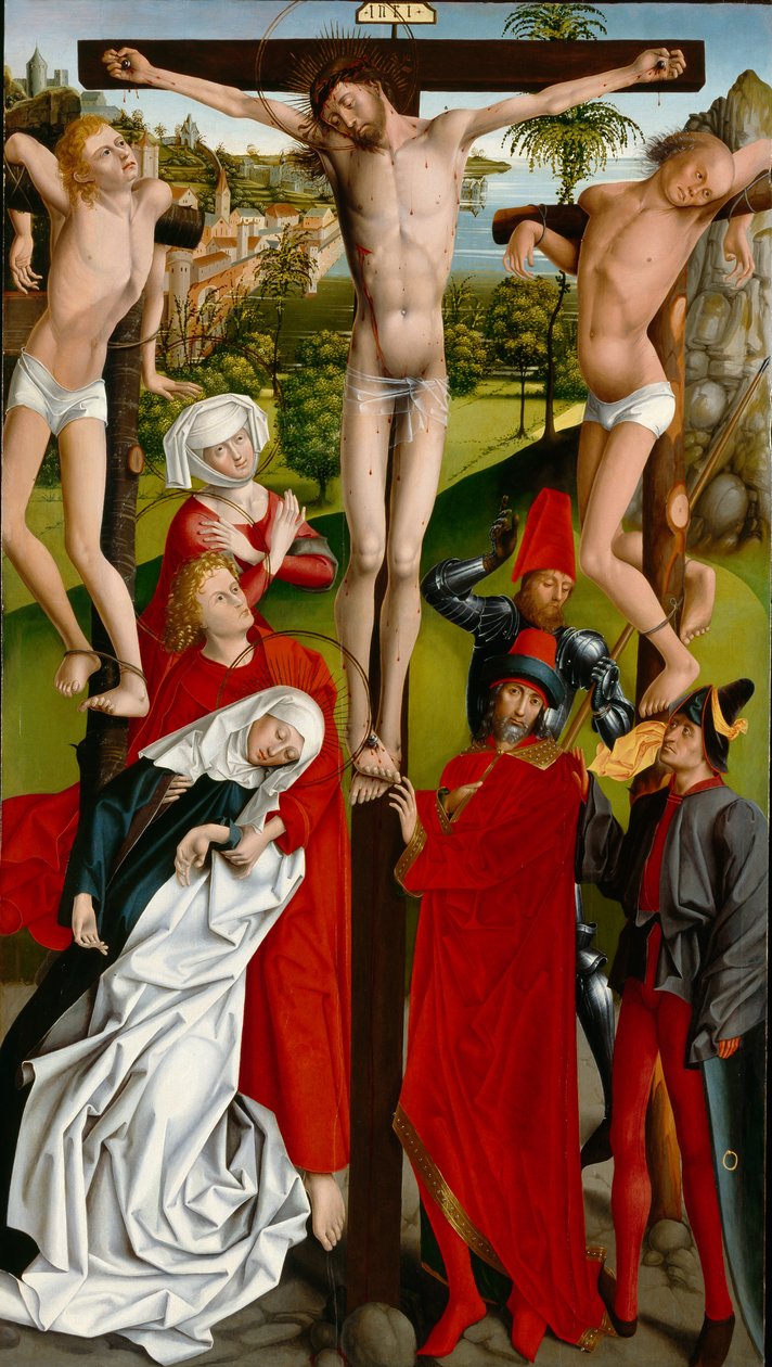 The Crucifixion, n. 1470 (öljy puulevylle) tekijältä Master of the Freising Visitation