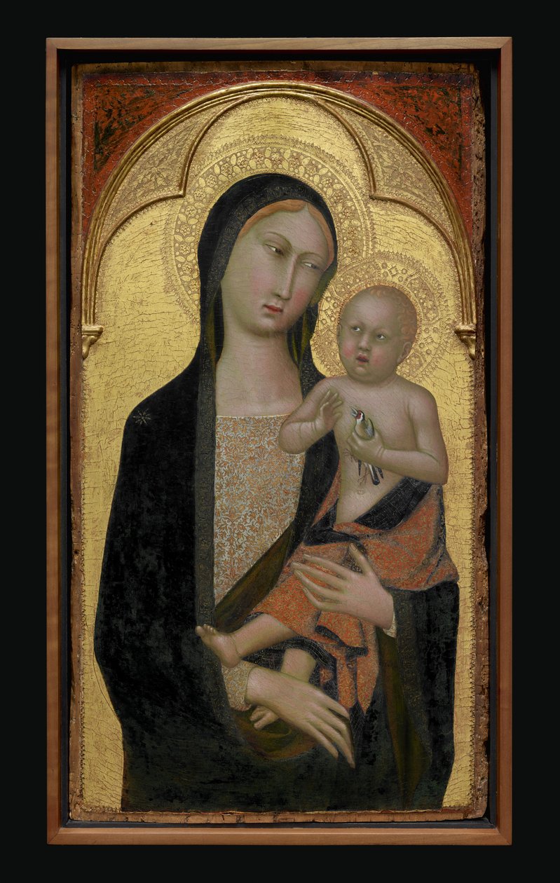 Neitsyt ja lapsi, n. 1340-50 (tempera & kultalehti puussa) tekijältä Master of the Straus Madonna