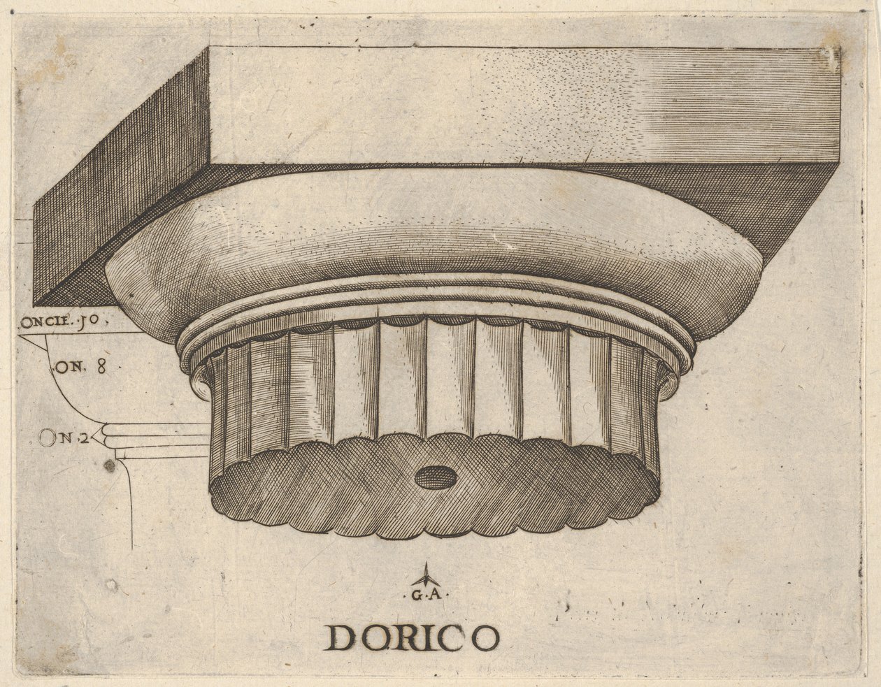 Doric pääoma mitoineen, n. 1537. tekijältä Master GA