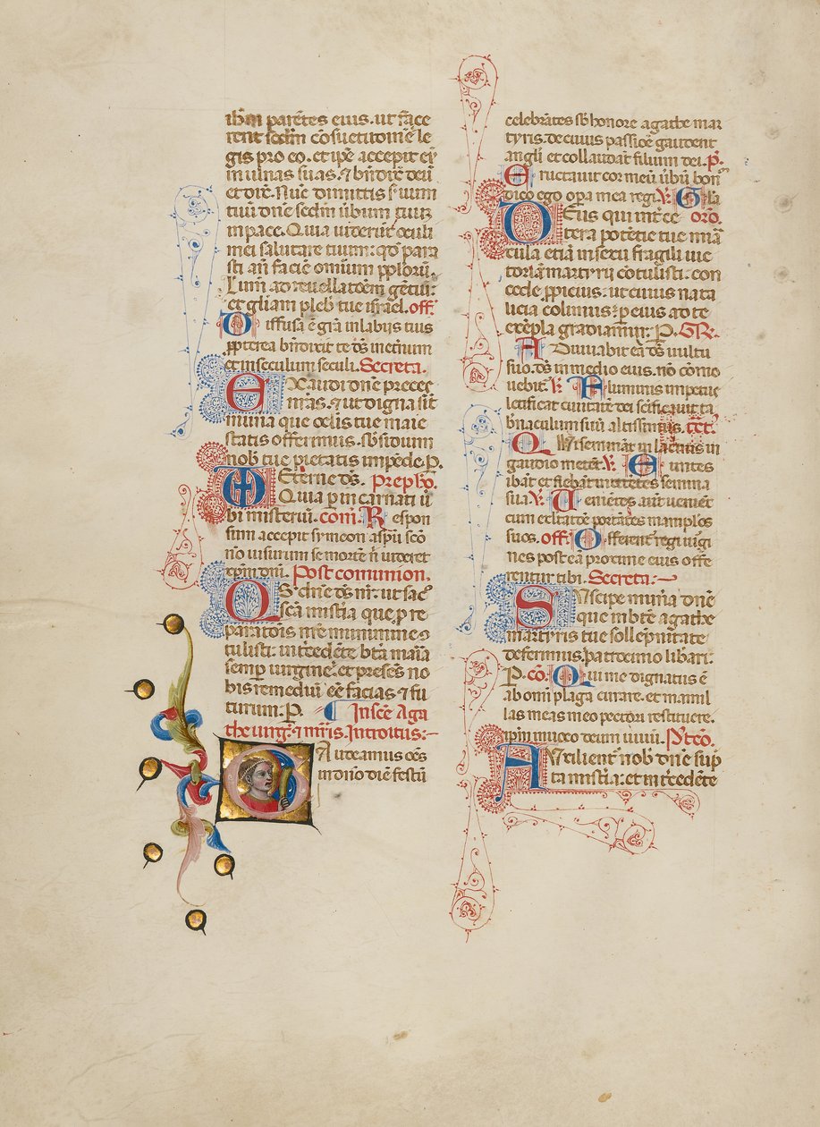 Alkukirjain G: Saint Agatha tekijältä Master of the Brussels Initials