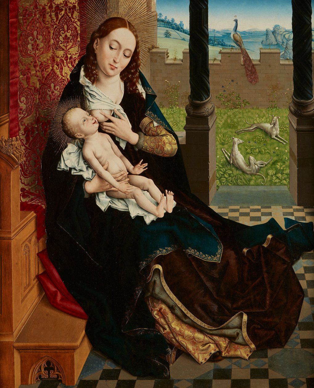 Hoitotyön Madonna tekijältä Master of the Embroidered Foliage