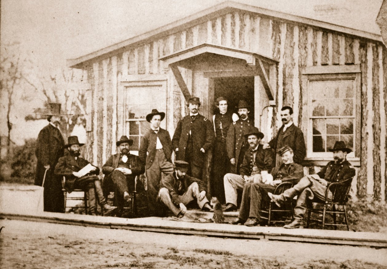 Grantin henkilöstön upseerit, City Point, Virginia, 1864 tekijältä Mathew B. Brady