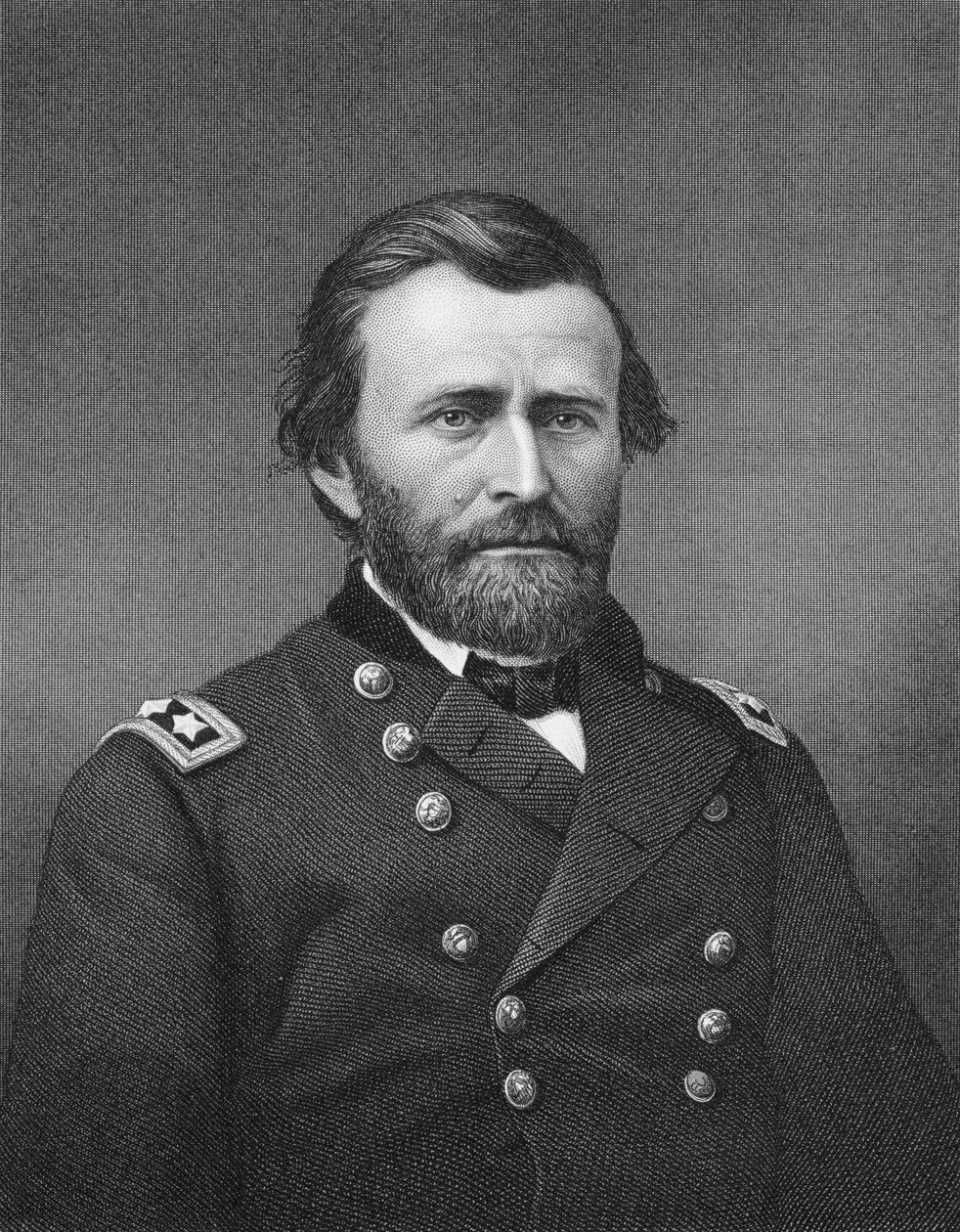Kenraali Ulysses Simpson Grant, kaiverrettu Robert E. Whitechurchin (1814-n.83) dagerrotypian mukaan tekijältä Mathew B. Brady