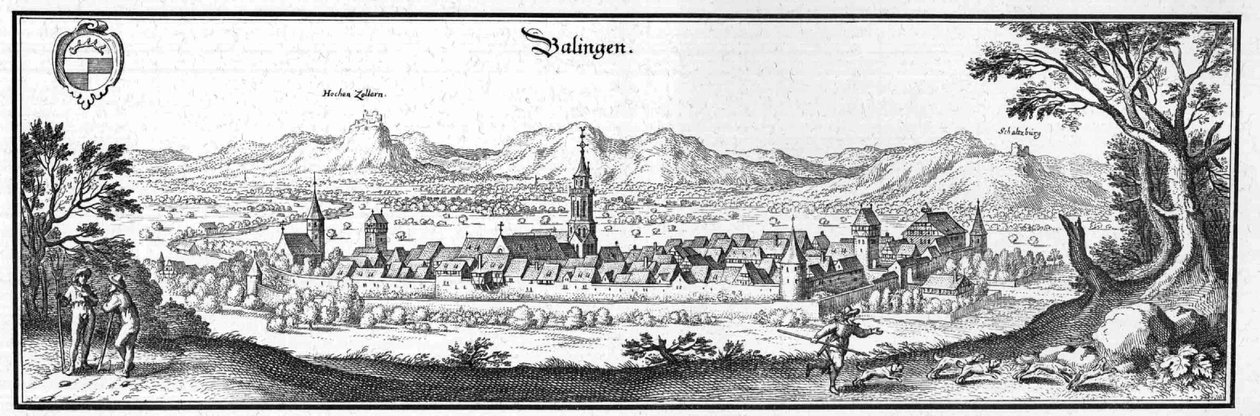 Balingen - ote teoksesta Topographia Sueviae (Schwaben). tekijältä Matthaus Merian