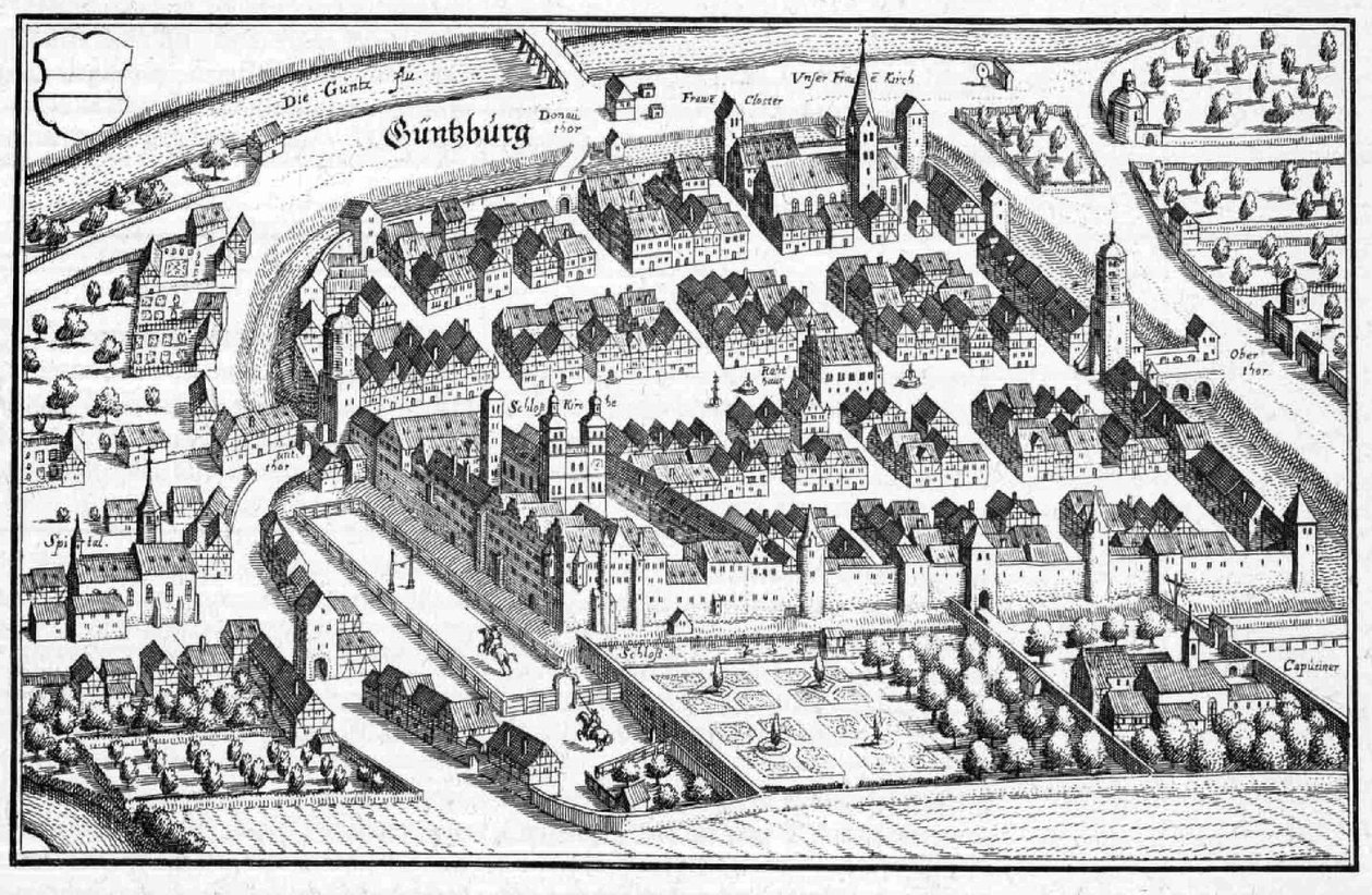 Güntzburg - ote Topographia Sueviae -teoksesta (Swabia) tekijältä Matthaus Merian