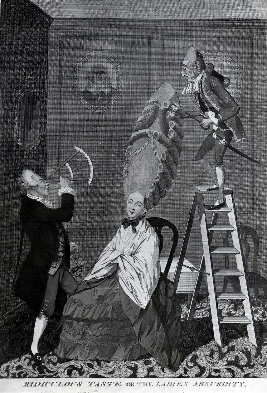 Naurettava maku eli The Ladies Absurdity, n. 1776 (mezzotint) tekijältä Matthew or Matthias Darly