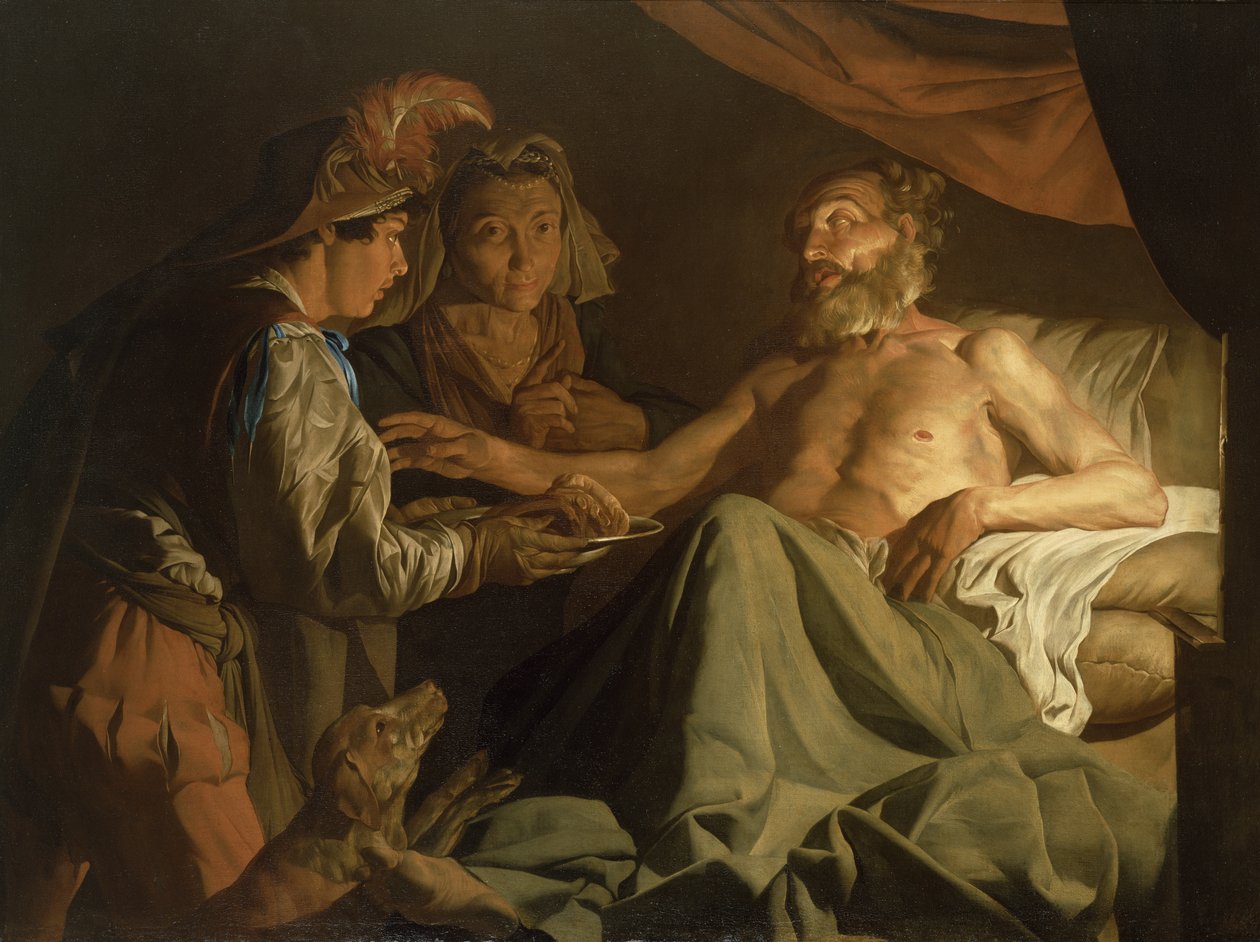 Isaac Blessing Jacob, noin 1600-50 tekijältä Matthias Stomer