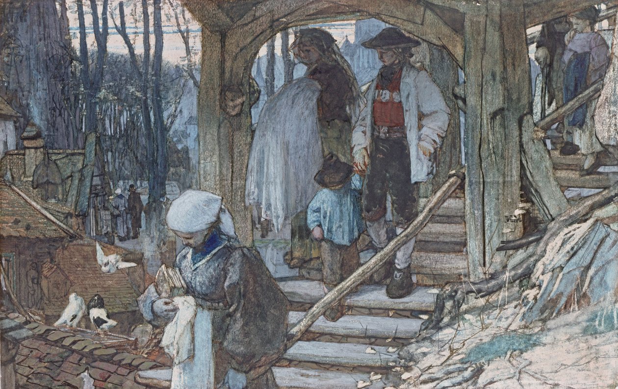 Ristiäisportti Lausannessa, n. 1861 (wc ja guassi) tekijältä Matthijs Maris