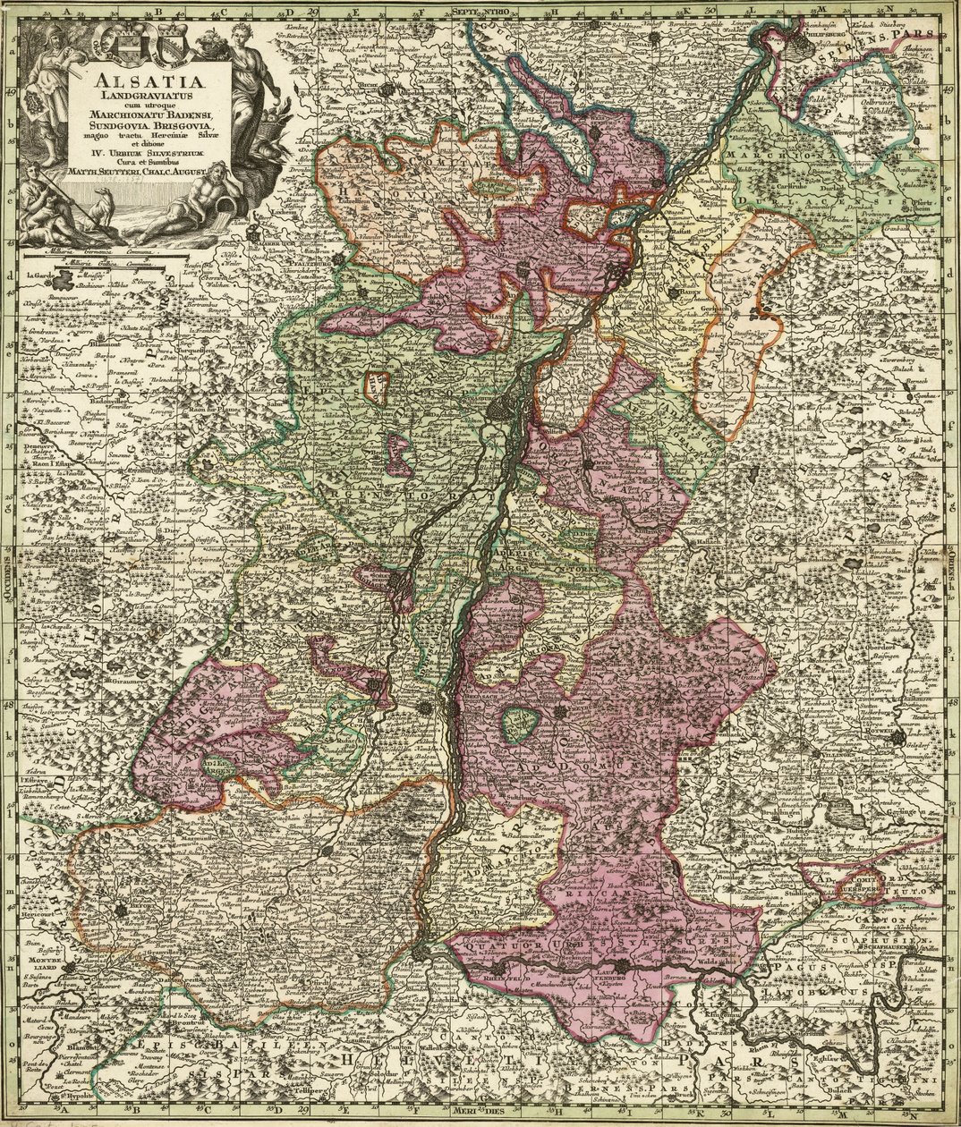 Elsass, Baden, Sundgau ja Breisgau Karte tekijältä Georg Matthäus Seutter