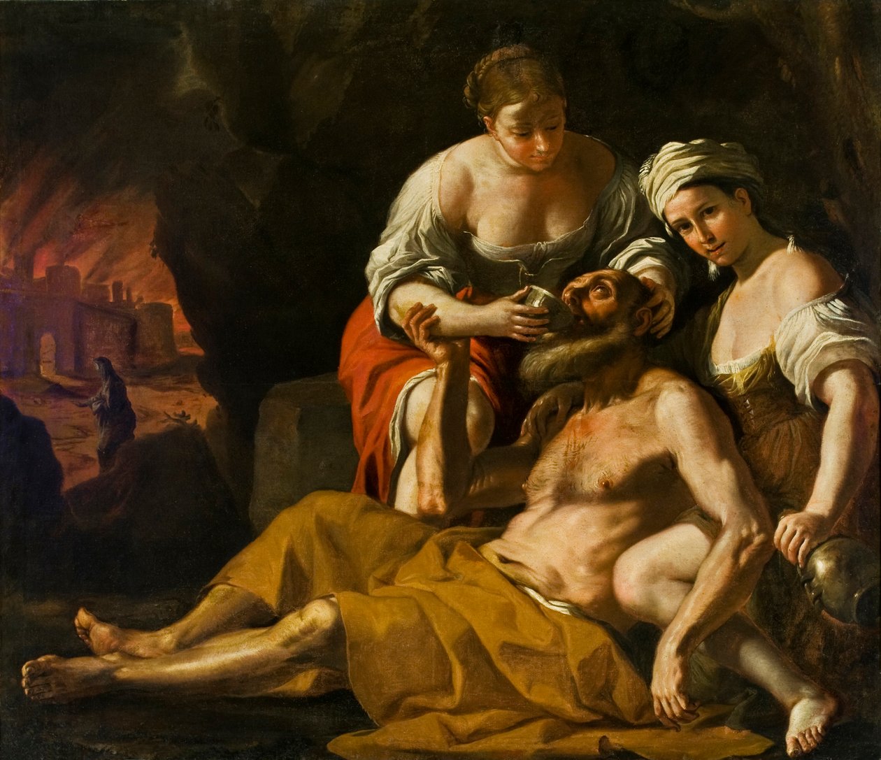 Loot ja hänen tyttärensä, noin 1675-1680. tekijältä Mattia Preti
