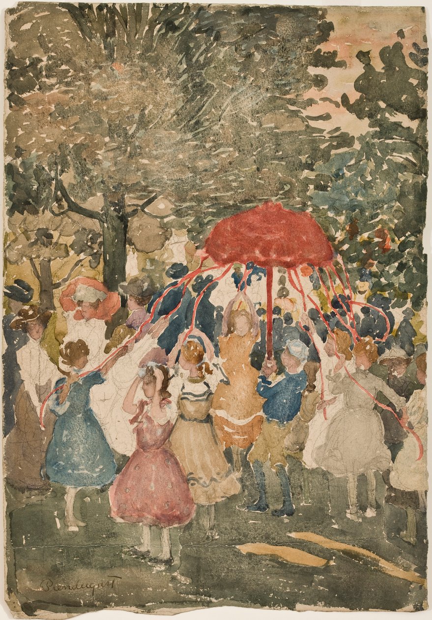 Maypole, 1902 (wc kynän päällä paperilla) tekijältä Maurice Brazil Prendergast