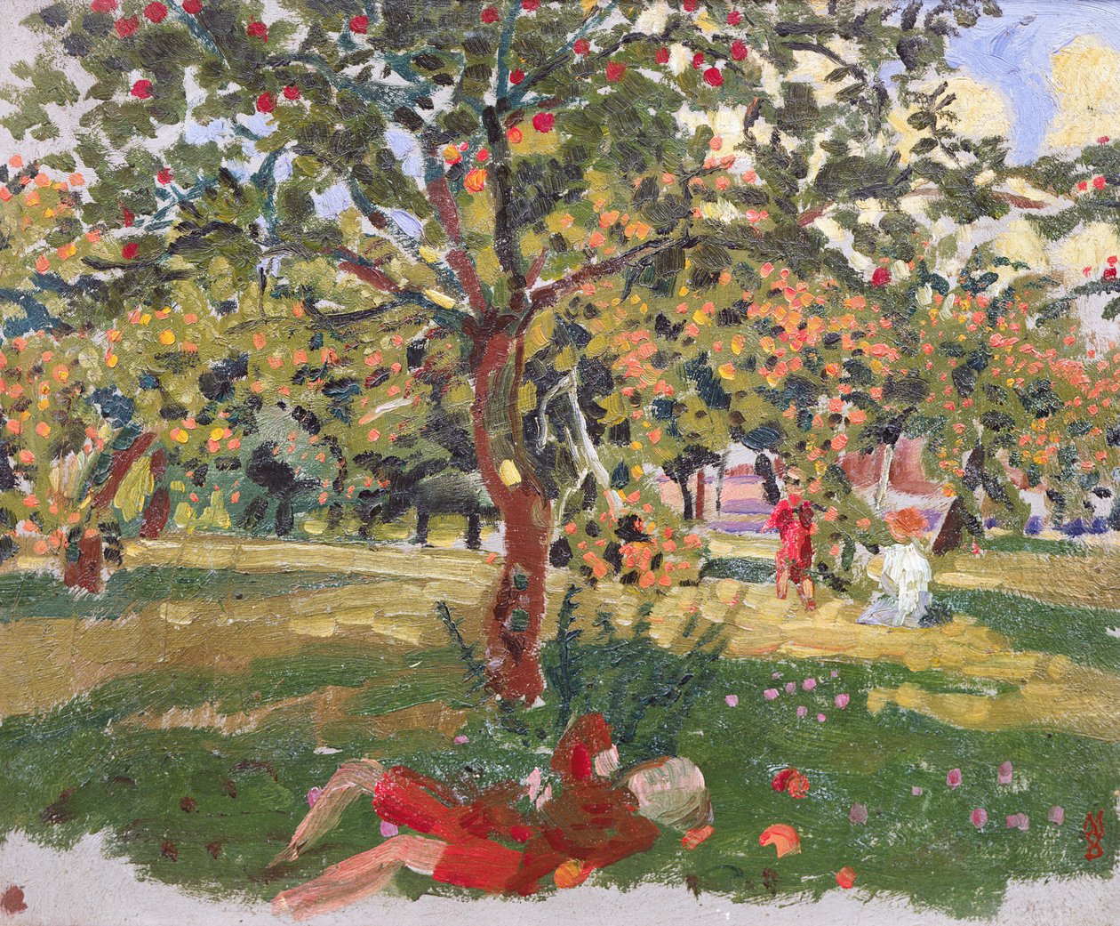 Lapsi nukkuu omenapuun alla, 1903 tekijältä Maurice Denis
