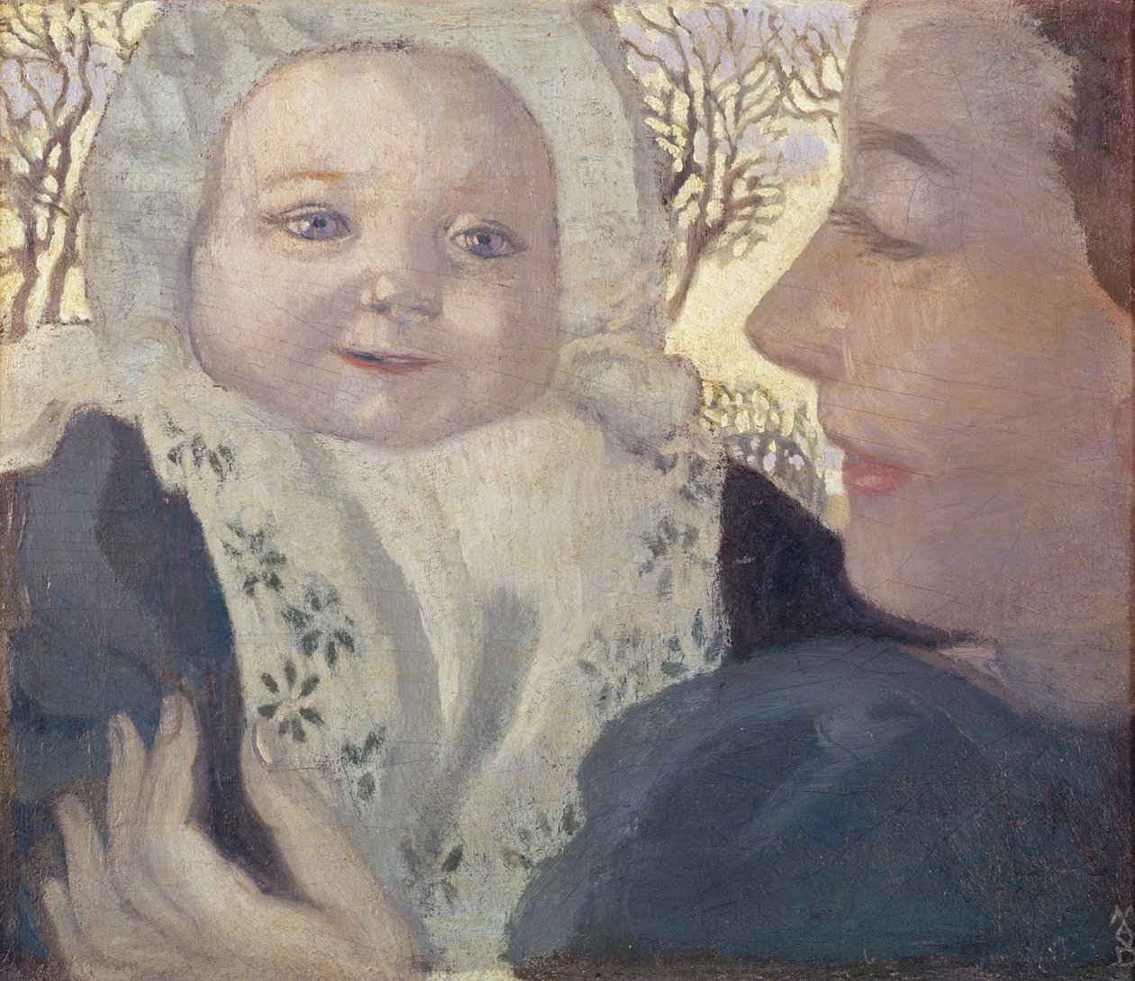 Bernadette ja hänen äitinsä, noin 1900 (öljy kortille). tekijältä Maurice Denis