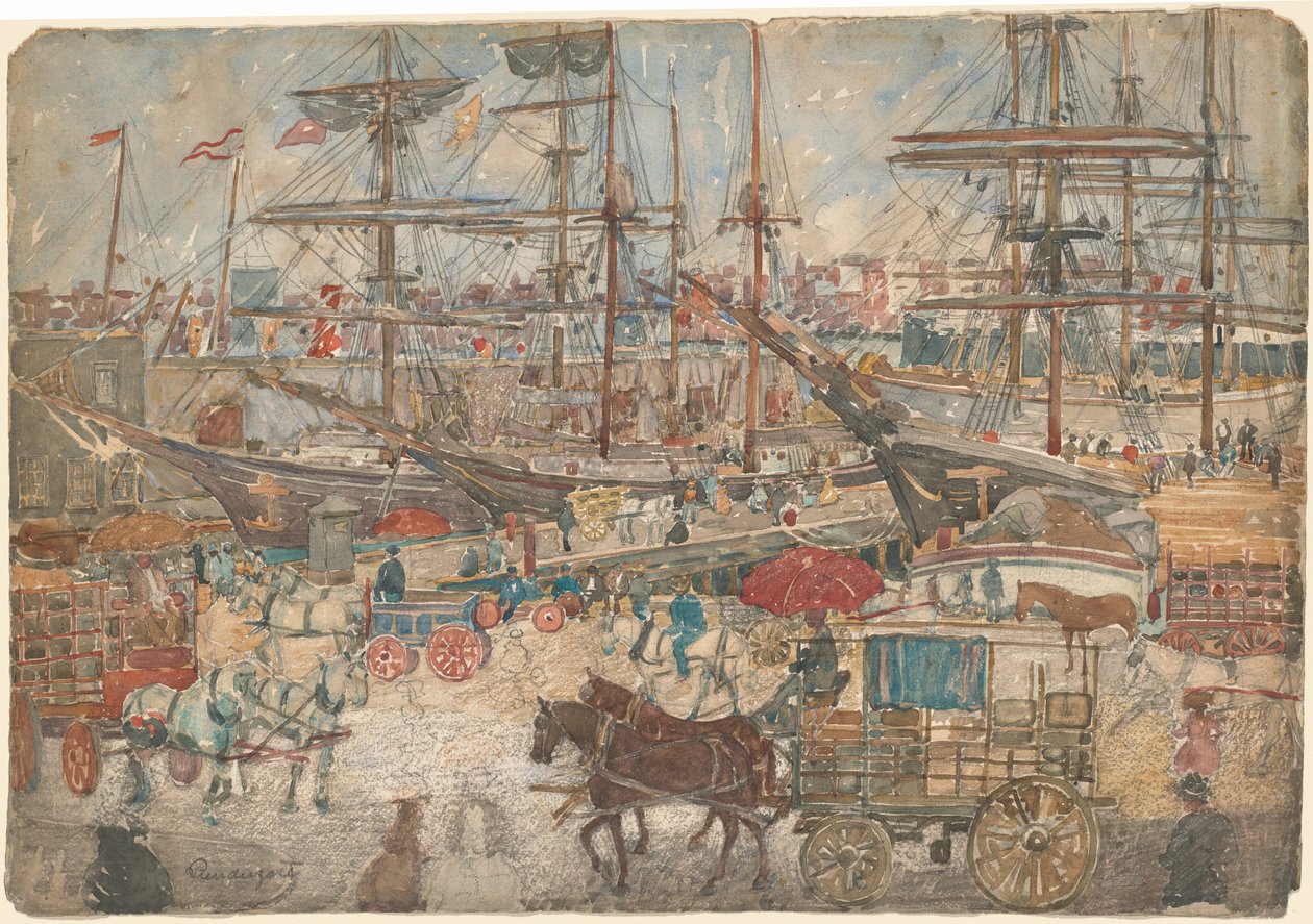 Docks, East Boston, 19001904. tekijältä Maurice Brazil Prendergast
