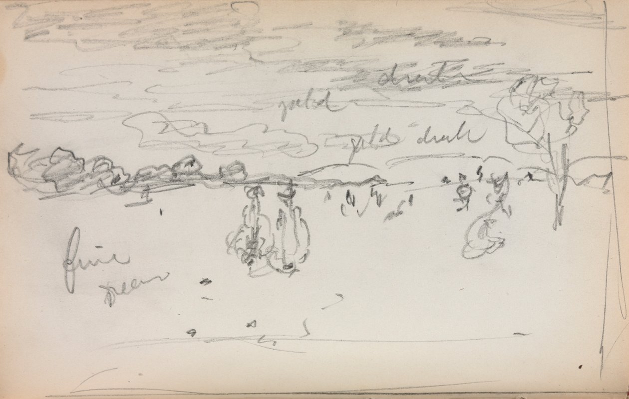 Italialainen luonnoskirja: Maisema sivu 57, 1898-1899. tekijältä Maurice Brazil Prendergast