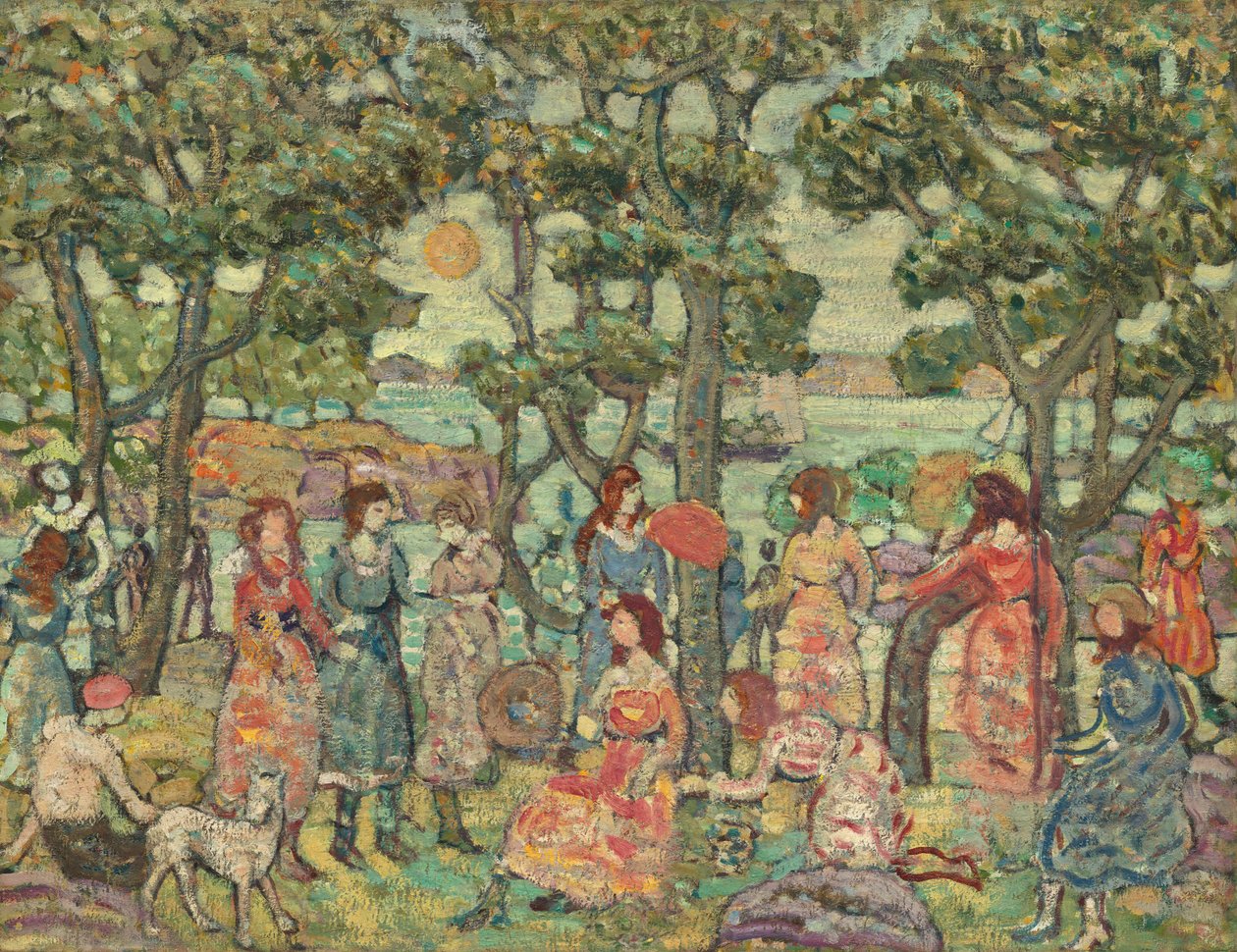 Maisema hahmoineen, 1921. tekijältä Maurice Brazil Prendergast