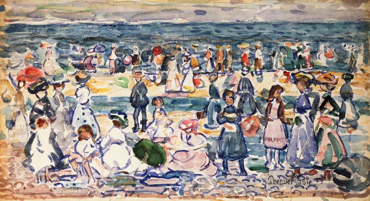 Laskuvesi, Revere Beach, n. 1910-11 tekijältä Maurice Brazil Prendergast