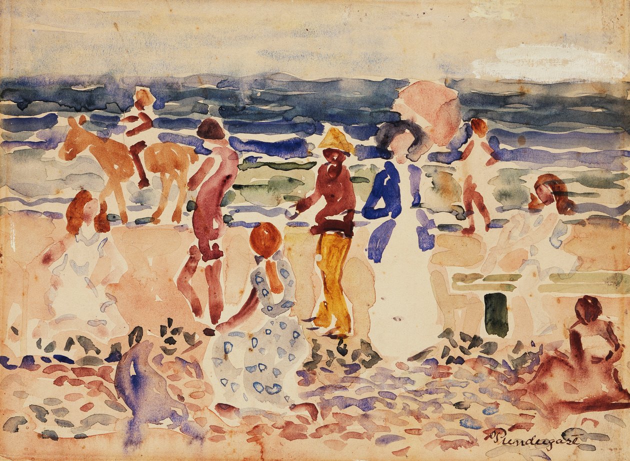 Rannalla, n. 1920-23 tekijältä Maurice Brazil Prendergast