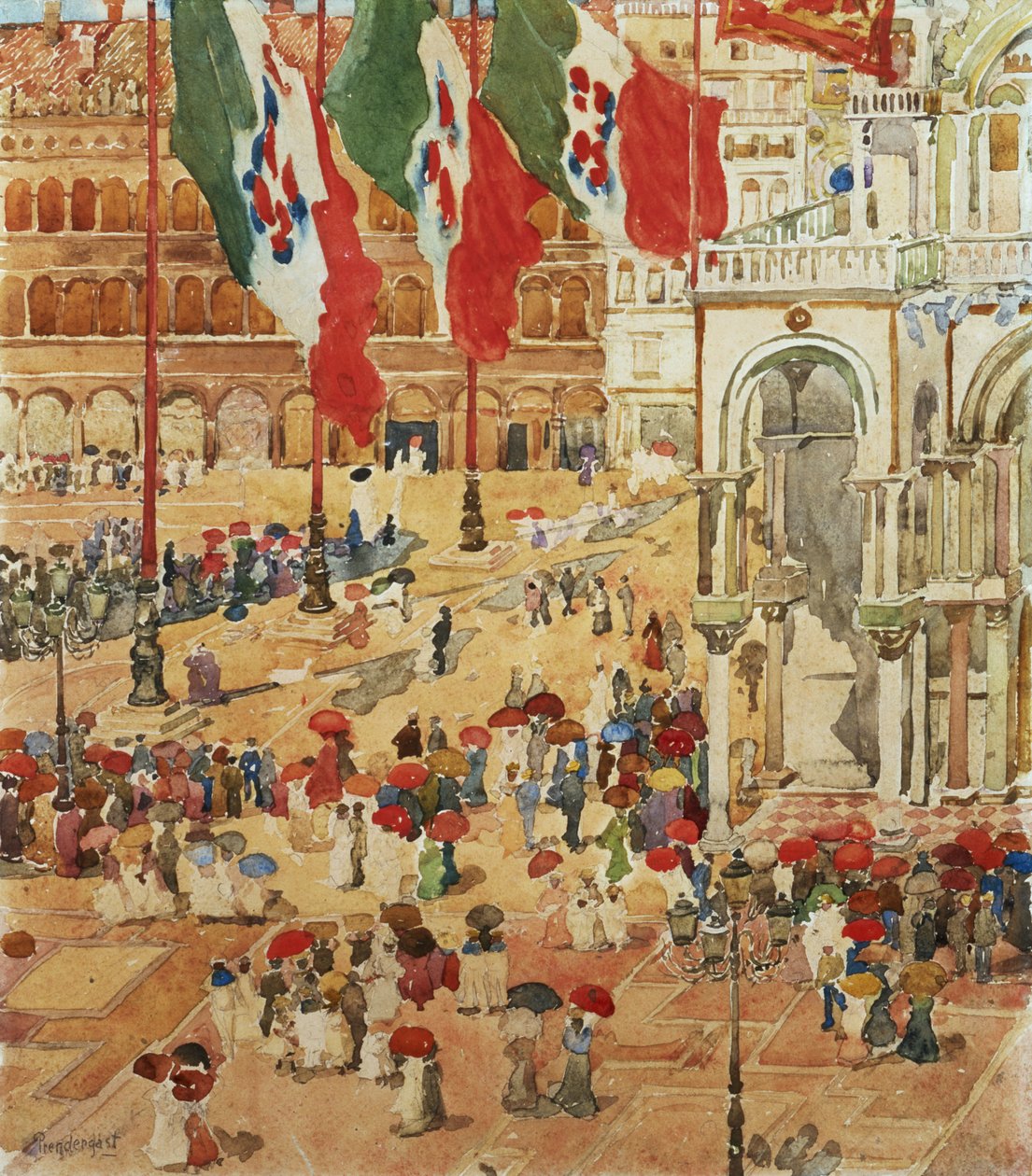 Piazza of St. Marks, Venetsia tekijältä Maurice Brazil Prendergast