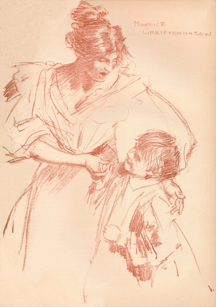 Äiti ja lapsi, c1897, 1897 tekijältä Maurice Greiffenhagen