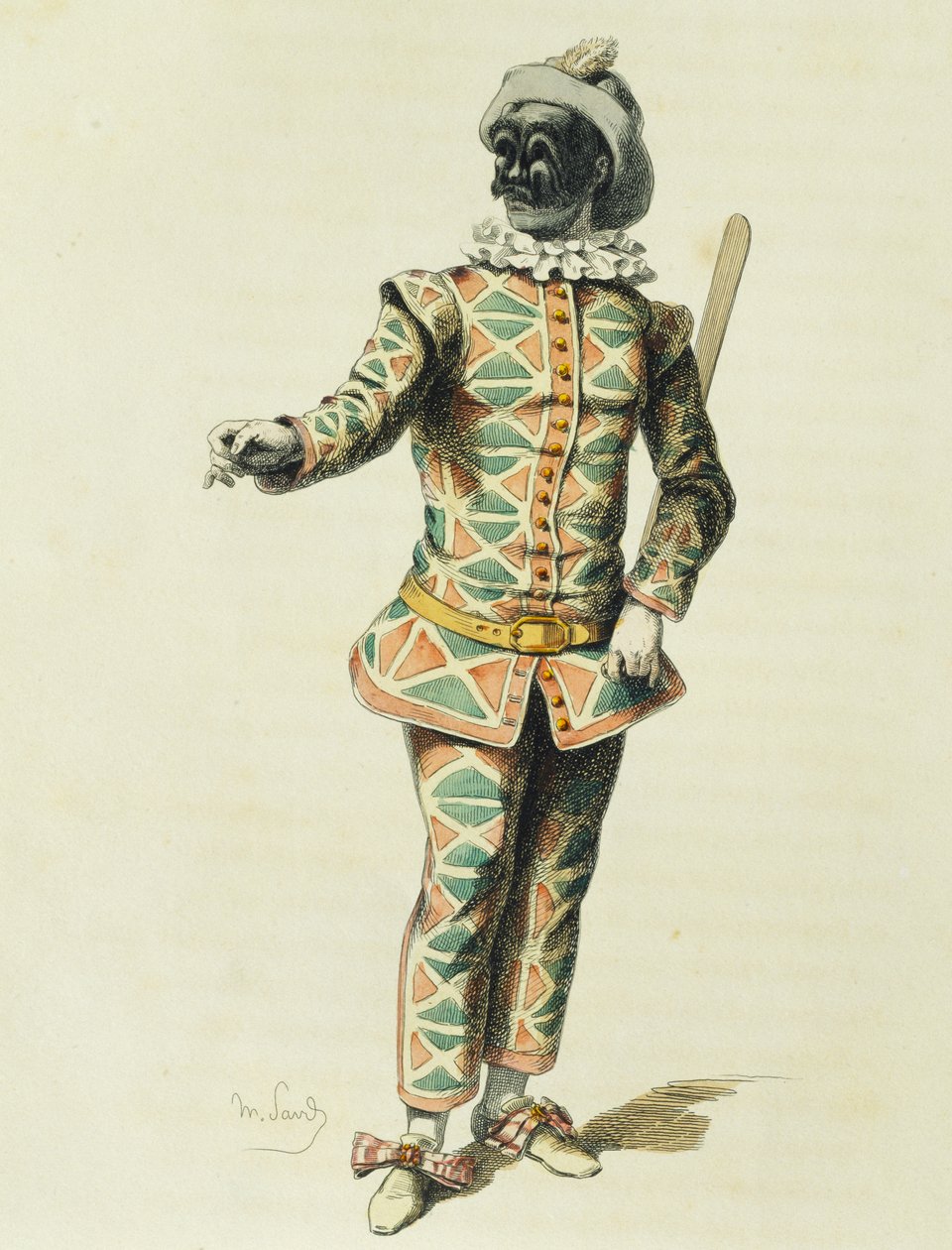 Harlequin vuonna 1671, kirjoittanut Maurice Sand (1823-1889) tekijältä Maurice Sand