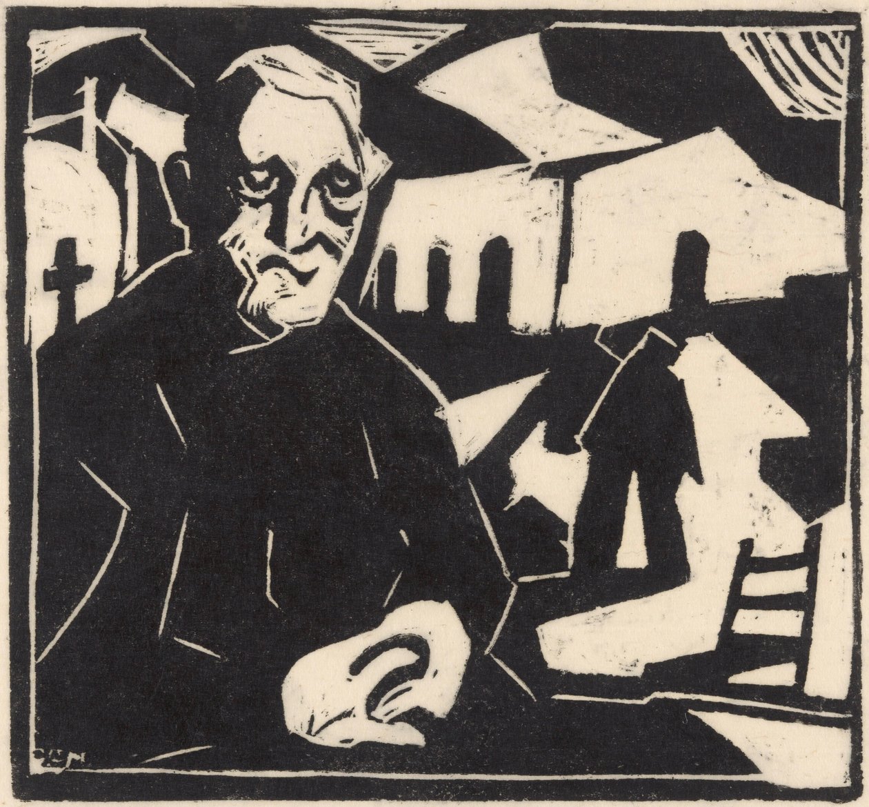 istuva mies tekijältä Maurits de Groot (signed by artist)