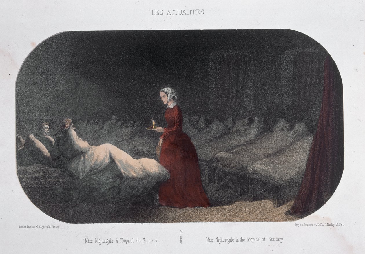 Neiti Nightingale (1820-1910) Scutaryn sairaalassa Krimin sodan aikana, 1856. tekijältä Max and Simeon Beeger