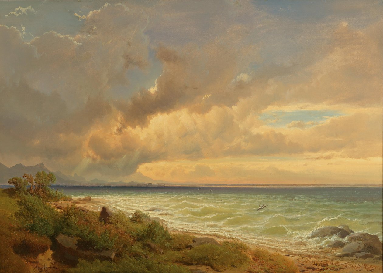 Der Chiemsee von Osten in der Nähe von Chieming bei nahendem Unwetter tekijältä Max Haushofer
