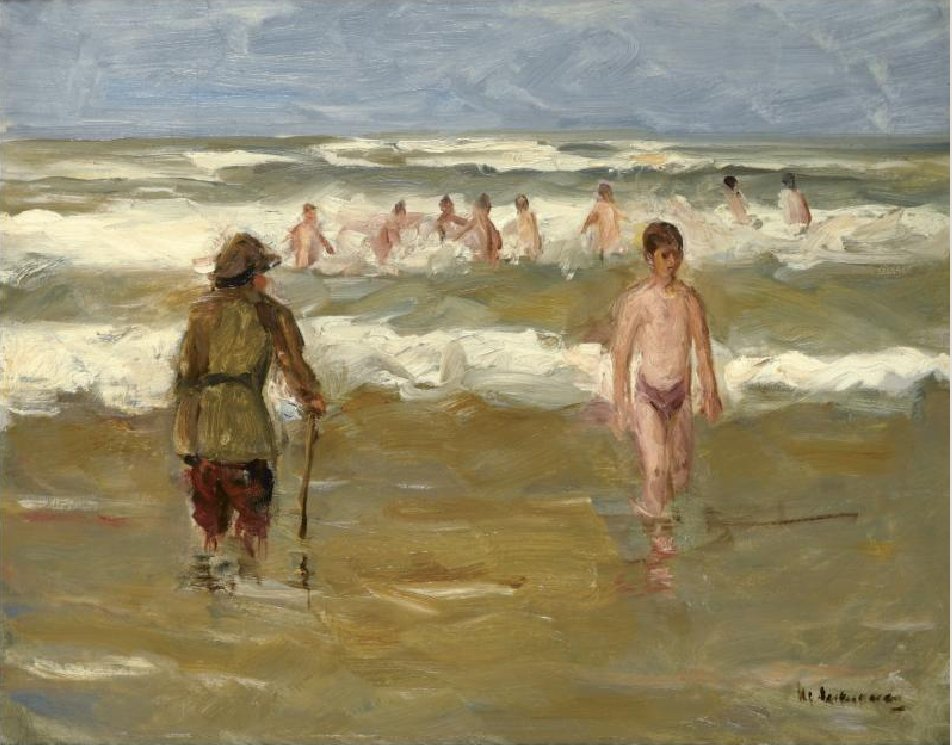 Badende Knaben mit Strandwächter tekijältä Max Liebermann