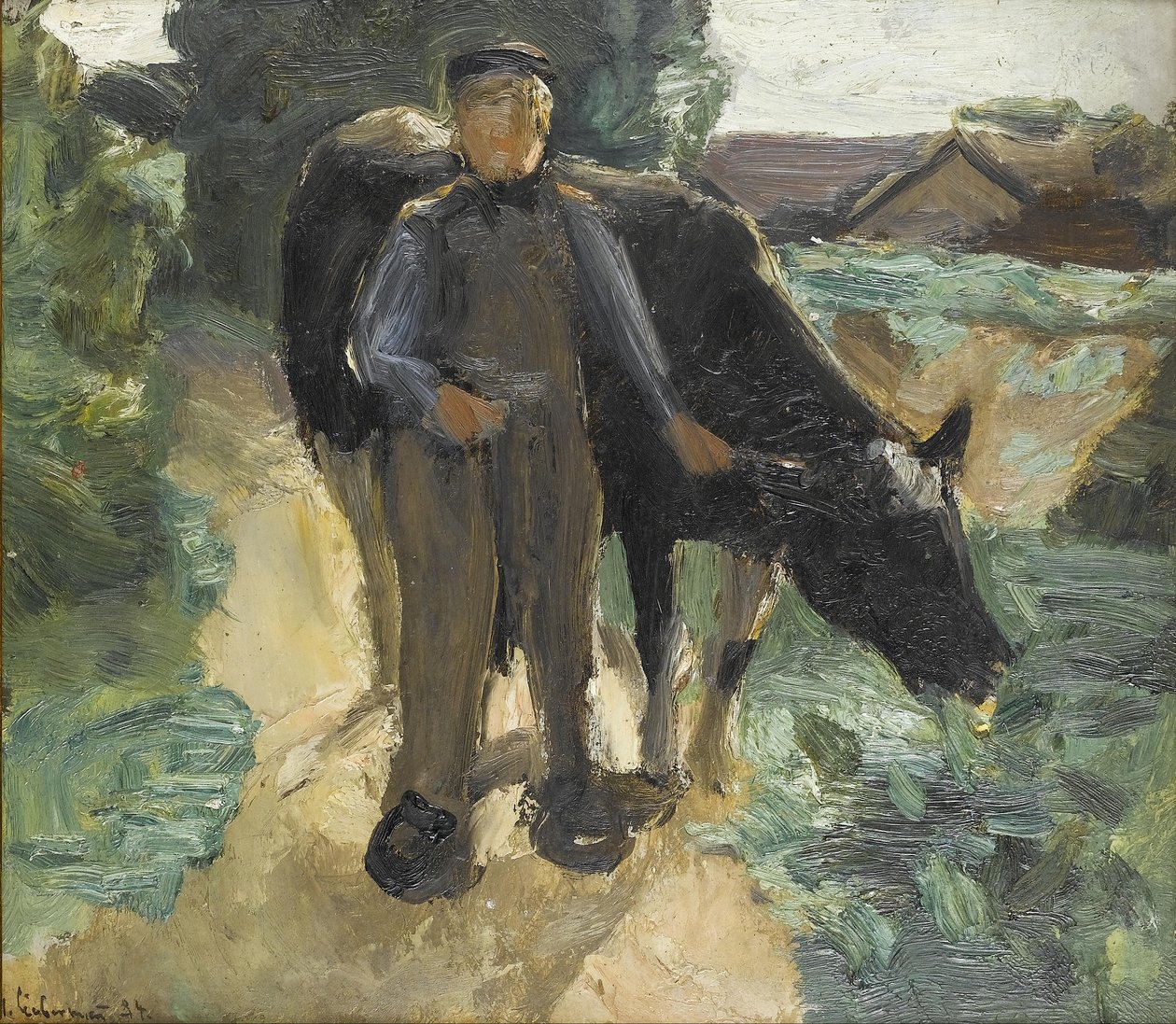 Ein Bauer ja seiner Kuh tekijältä Max Liebermann
