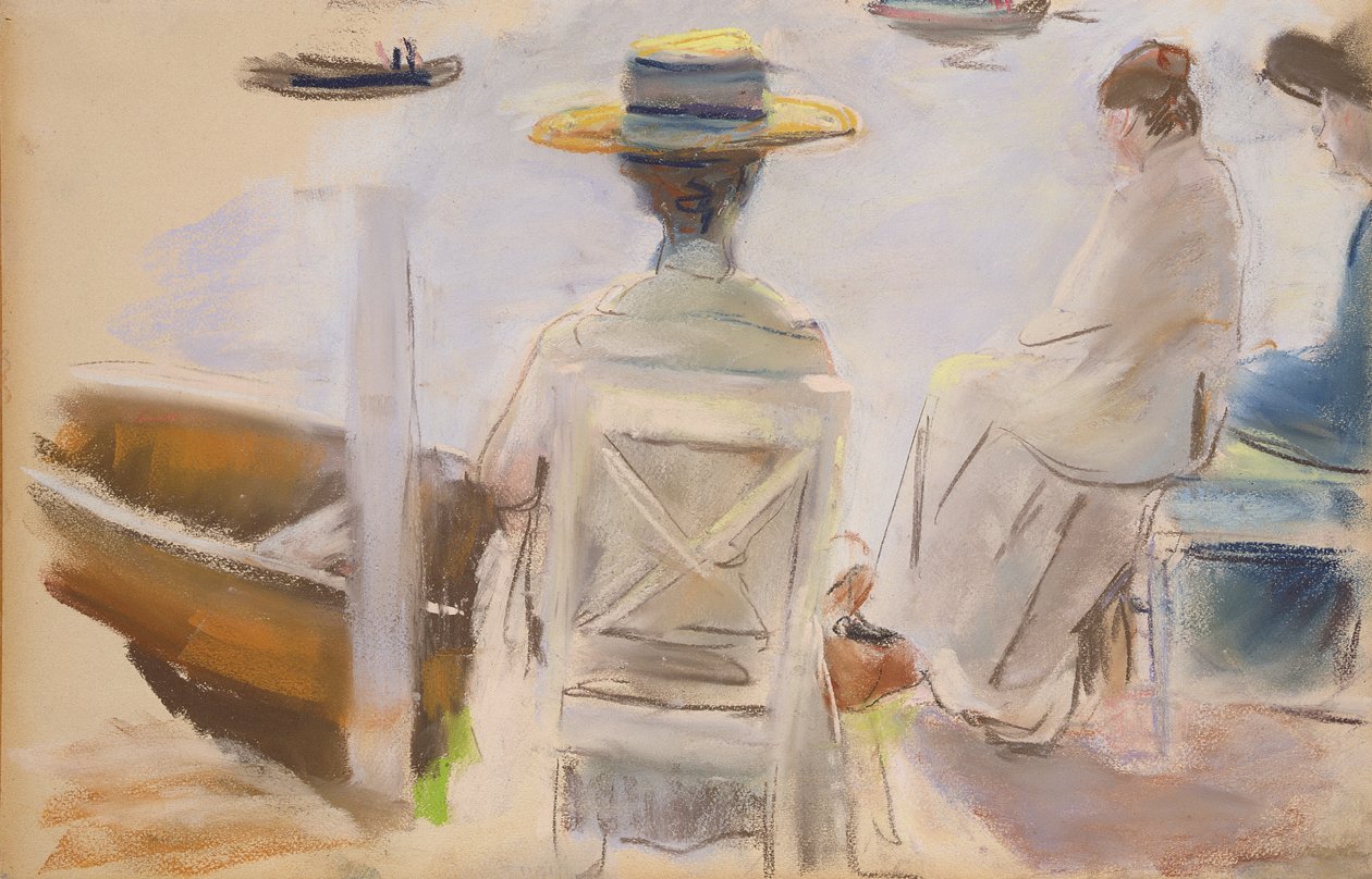 Ladies at the Embankment (pastelli paperille) tekijältä Max Liebermann