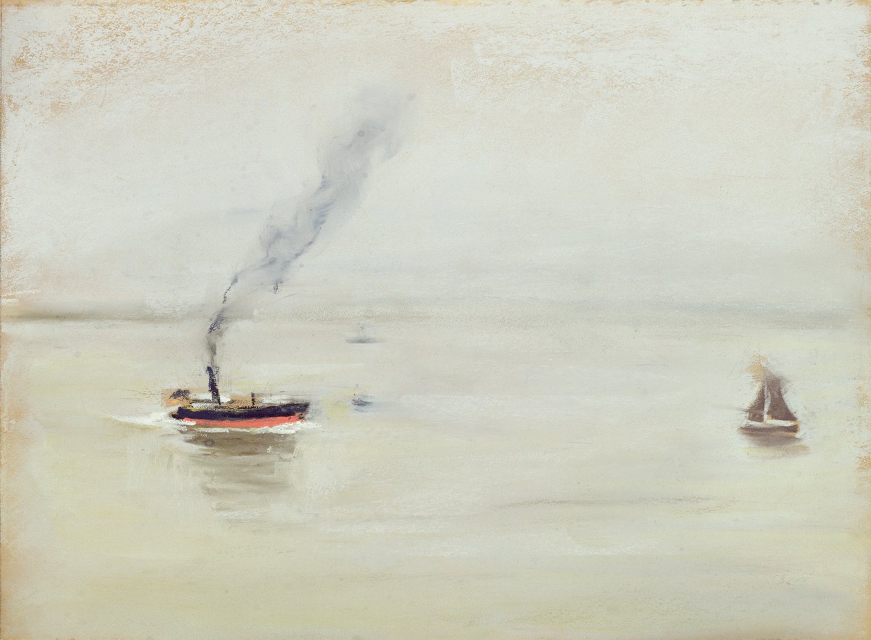 Sateinen sää Elbellä, 1902 (pastelli paperille) tekijältä Max Liebermann