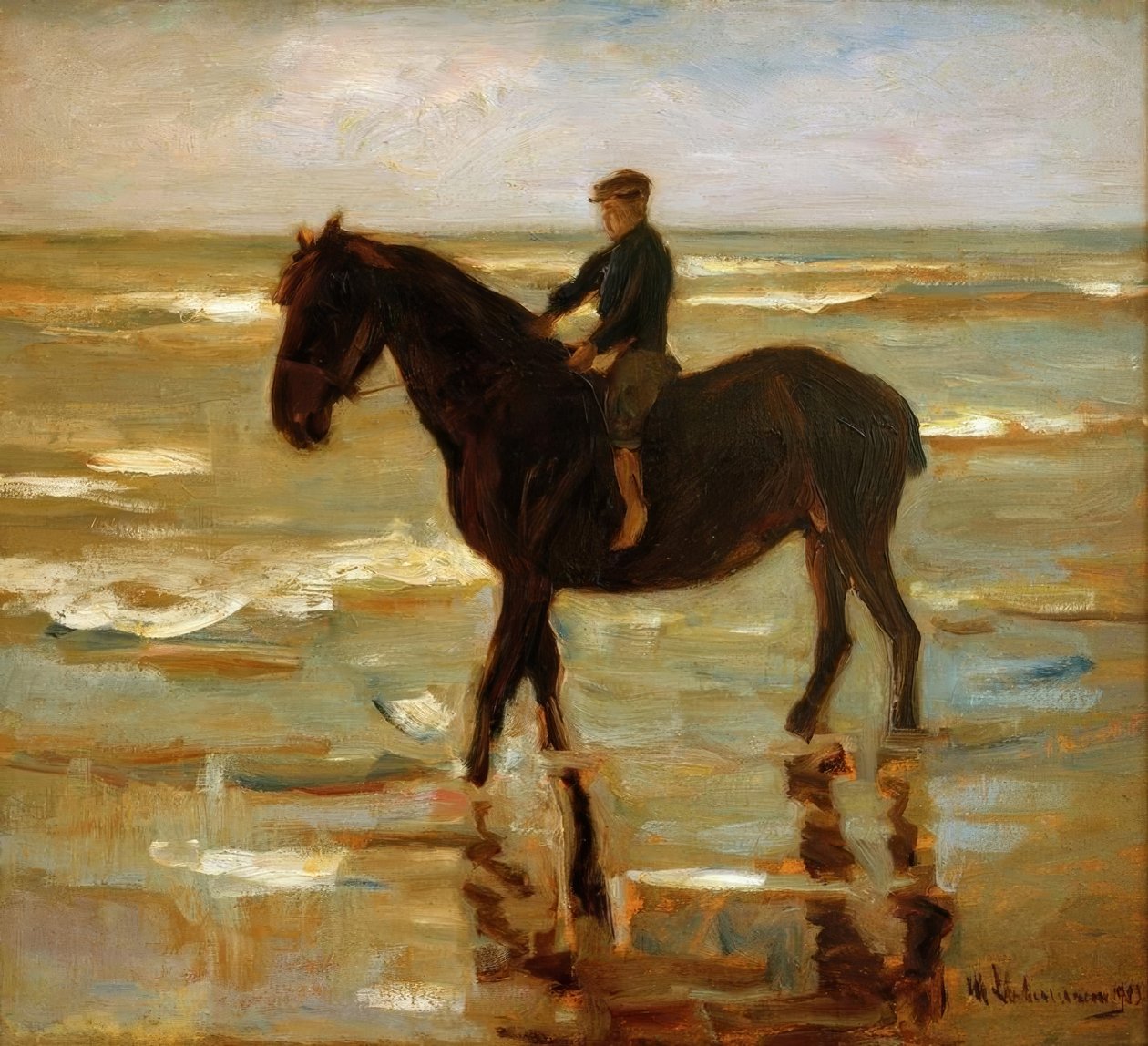Reitender Junge am Strande – dickes Pferd tekijältä Max Liebermann