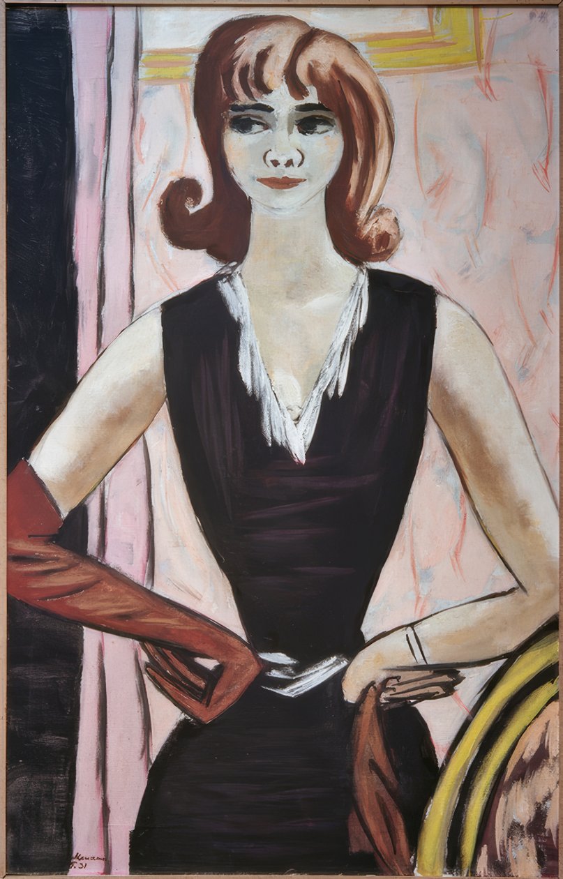 Muotokuva Quappista vaaleanpunaisella ja violetilla tekijältä Max Beckmann