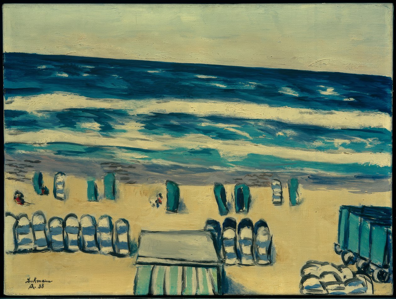 Sininen meri rantatuoleineen tekijältä Max Beckmann