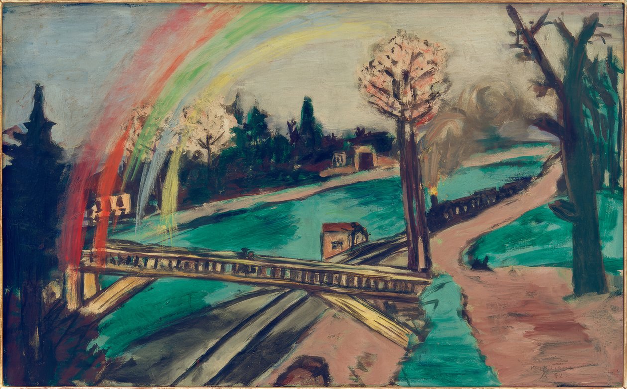 Rautatiemaisema sateenkaarilla tekijältä Max Beckmann
