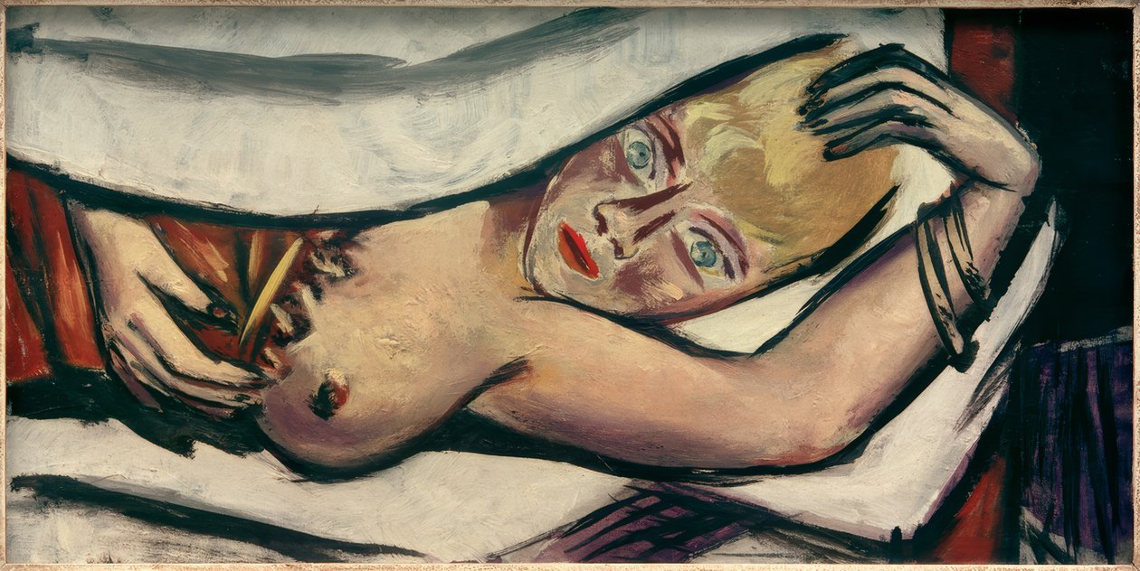 Nainen sängyssä tekijältä Max Beckmann
